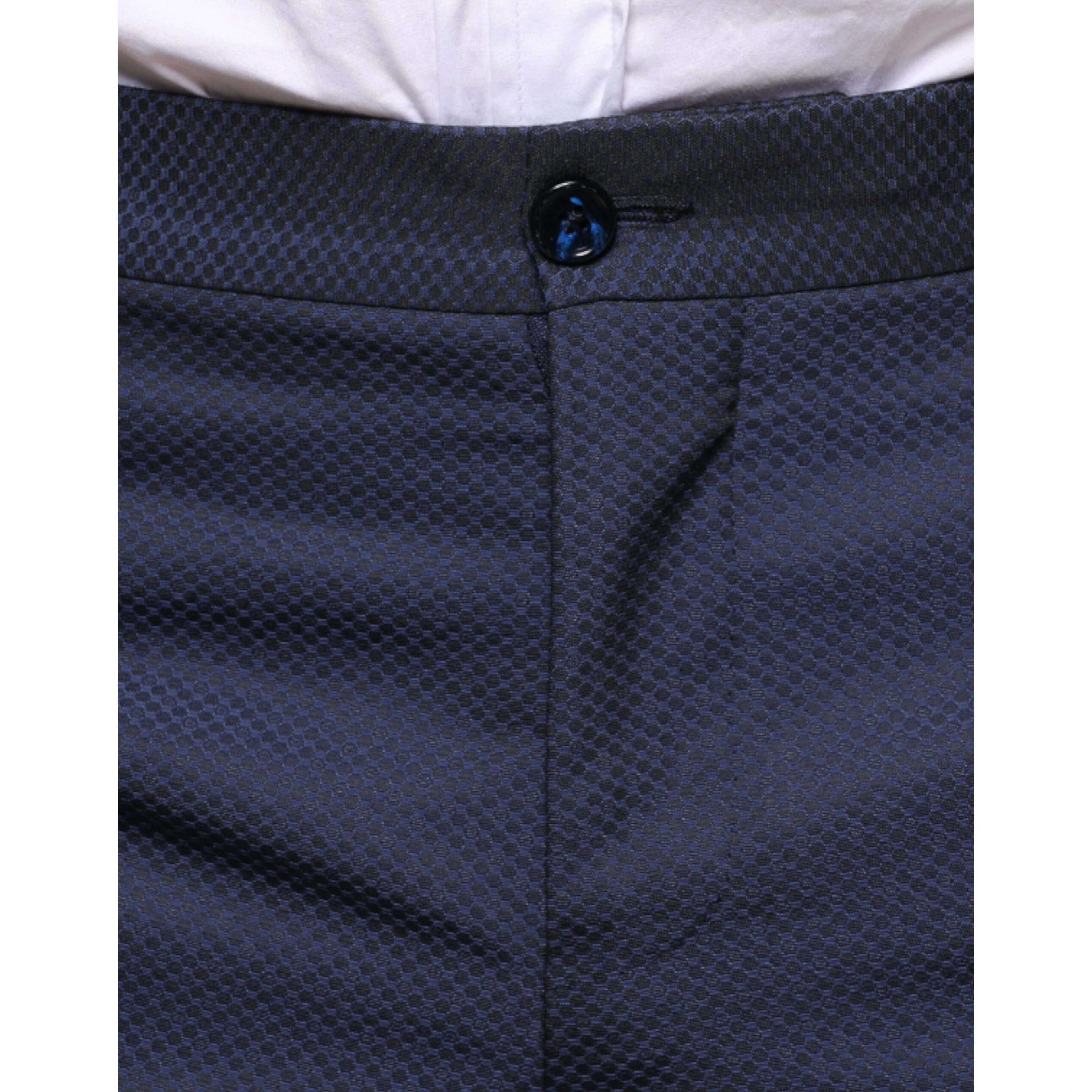 Blue Polyester Formal Tuxedo Pants