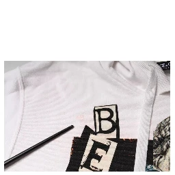 White Caesar Cotton Hooded Pullover Sweater