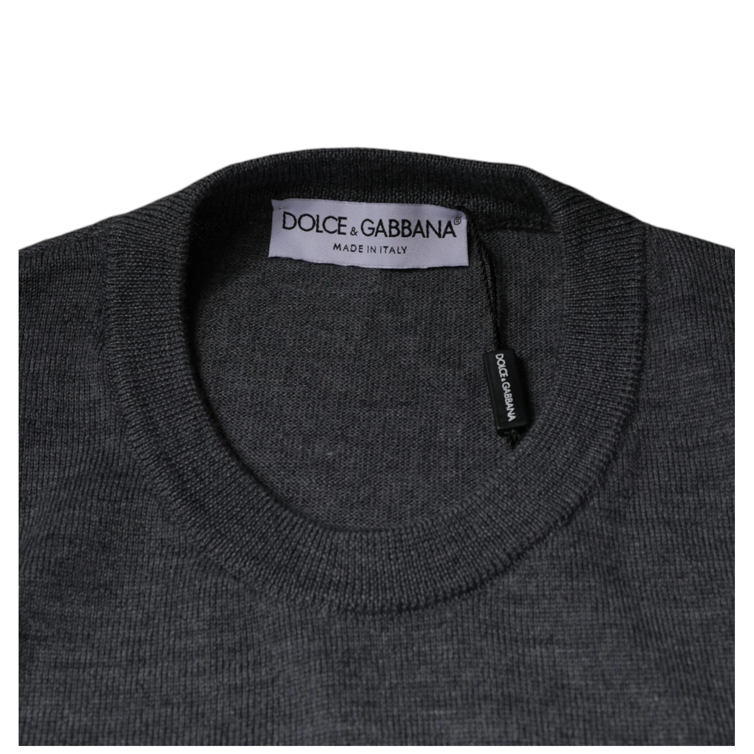 Dark Gray Wool Crew Neck Pullover Sweater