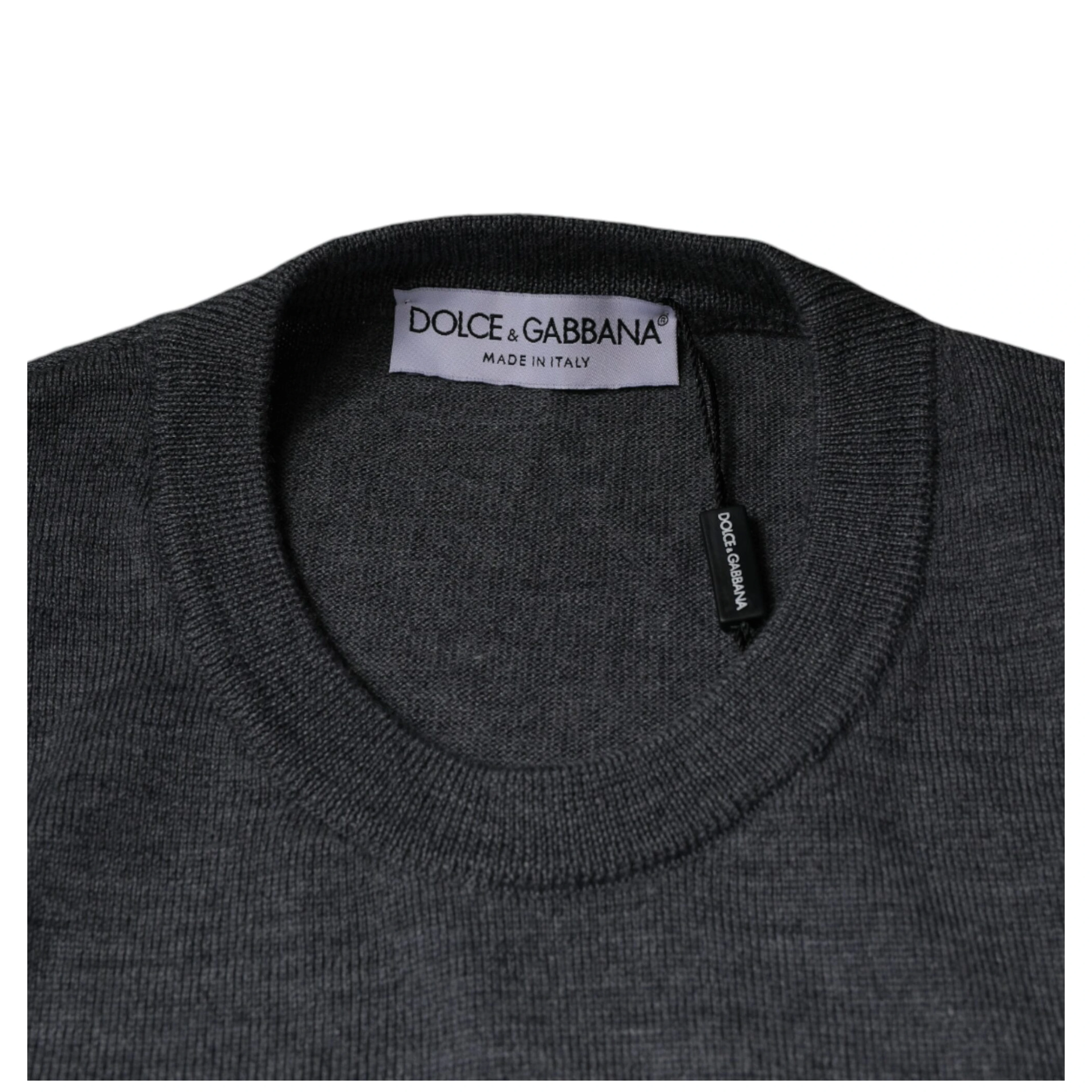 Dark Gray Wool Crew Neck Pullover Sweater