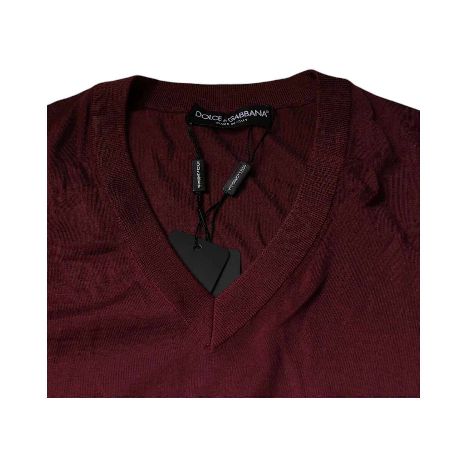 Maroon Cashmere V-neck Men Pullover Sweater