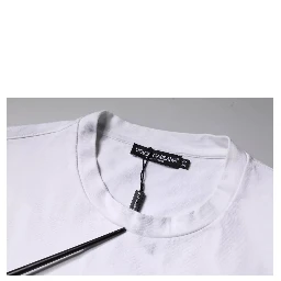 White Logo Print Cotton Crew Neck T-shirt