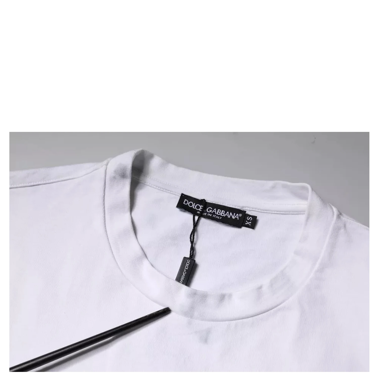 White Logo Print Cotton Crew Neck T-shirt