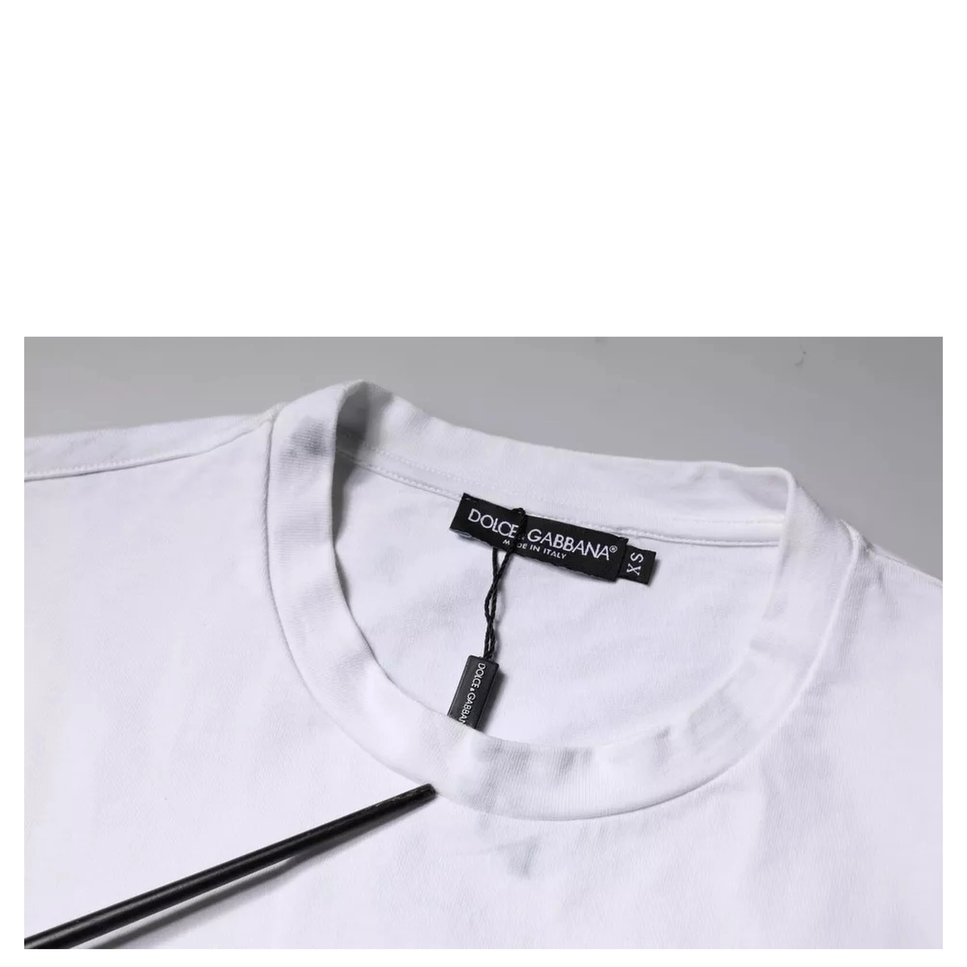 White Logo Print Cotton Crew Neck T-shirt