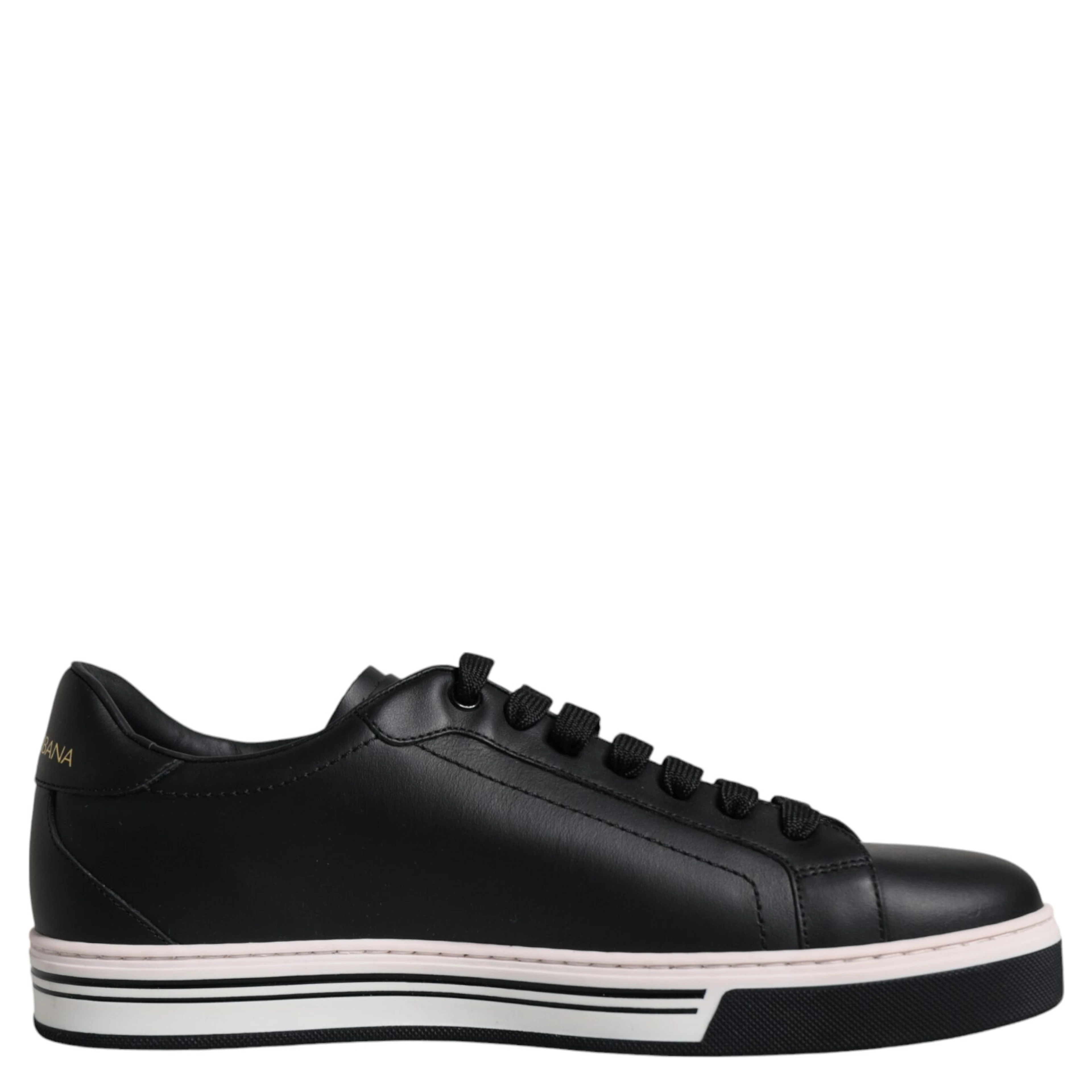 Black Leather Low Top Men Sneakers Shoes