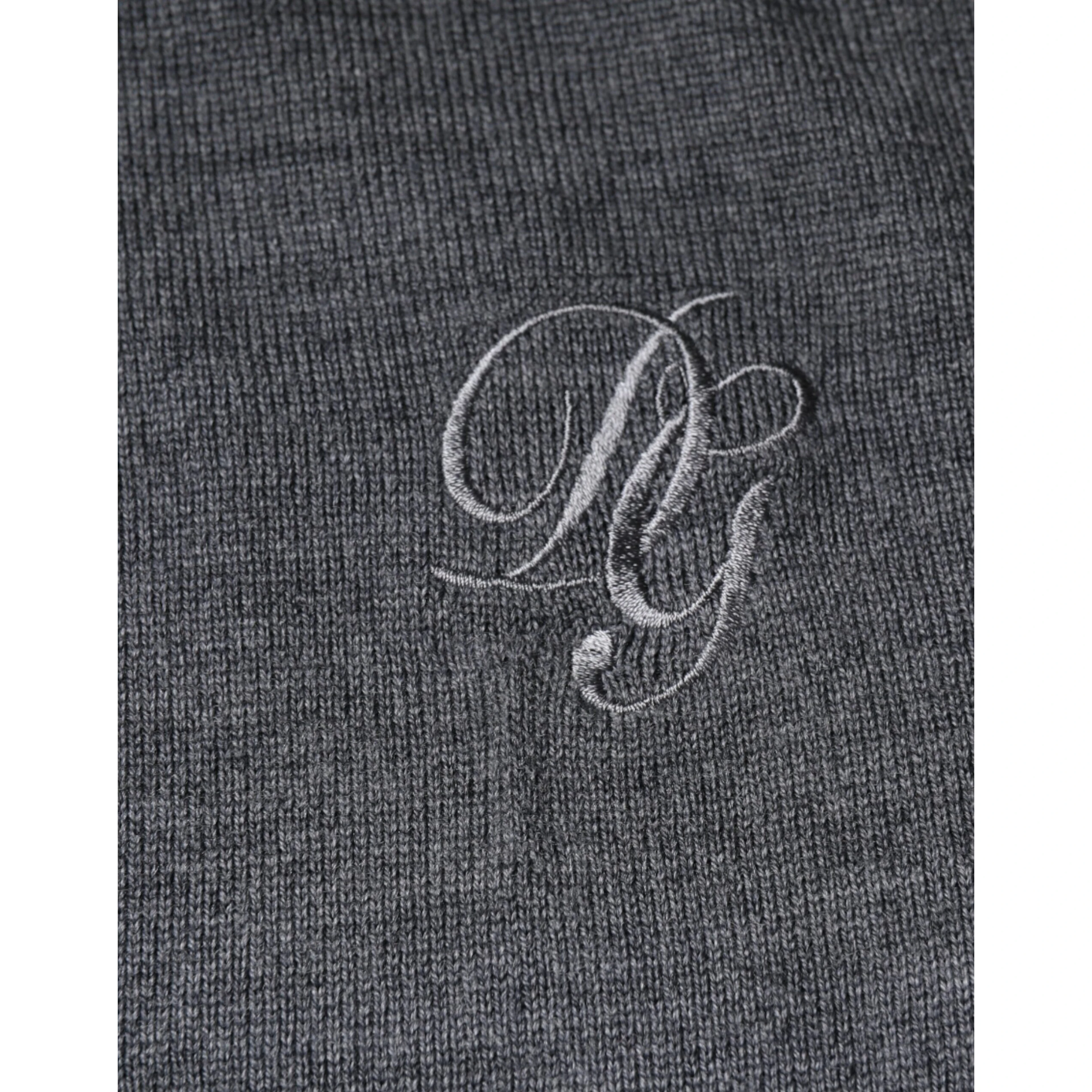 Dark Gray Wool Crew Neck Pullover Sweater