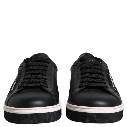 Black Leather Low Top Men Sneakers Shoes