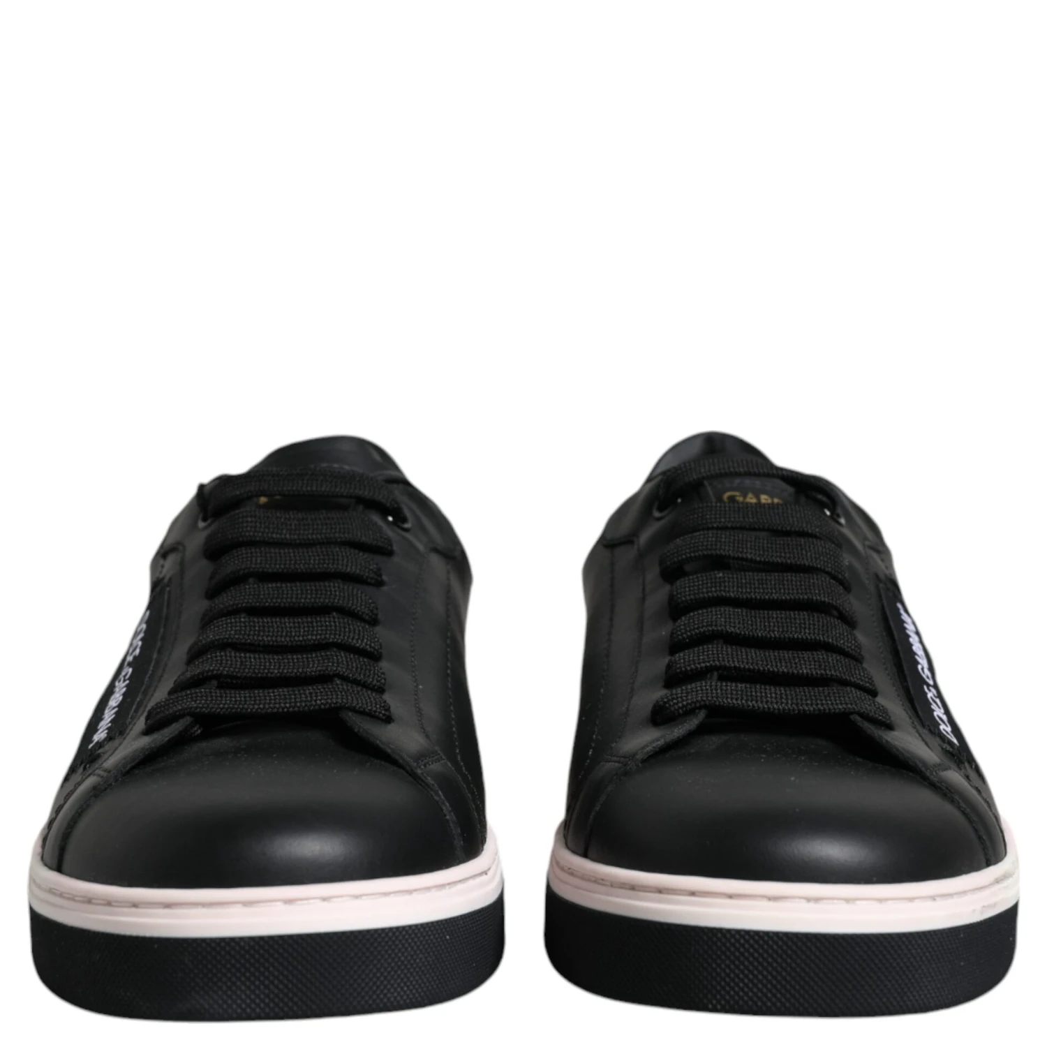 Black Leather Low Top Men Sneakers Shoes