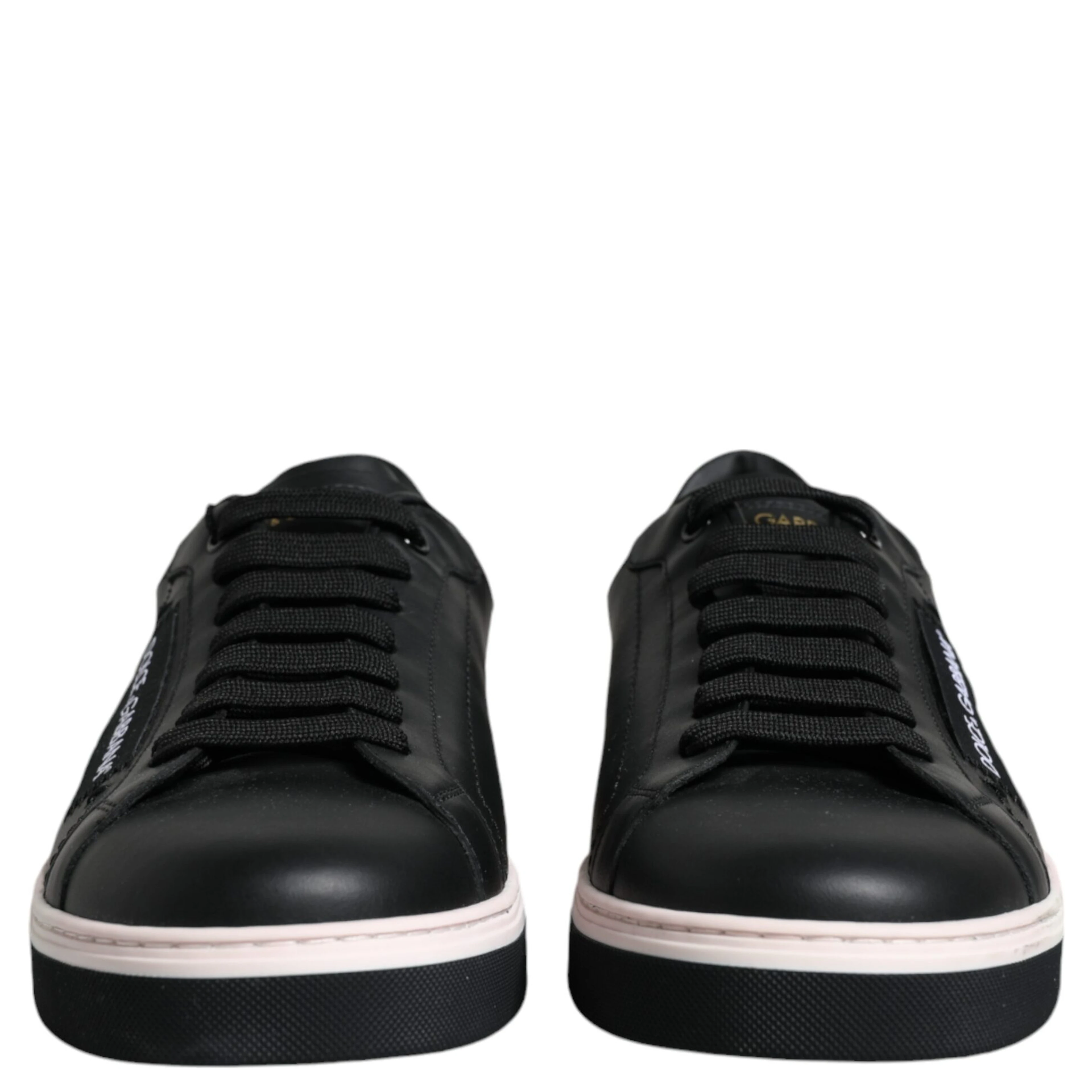 Black Leather Low Top Men Sneakers Shoes