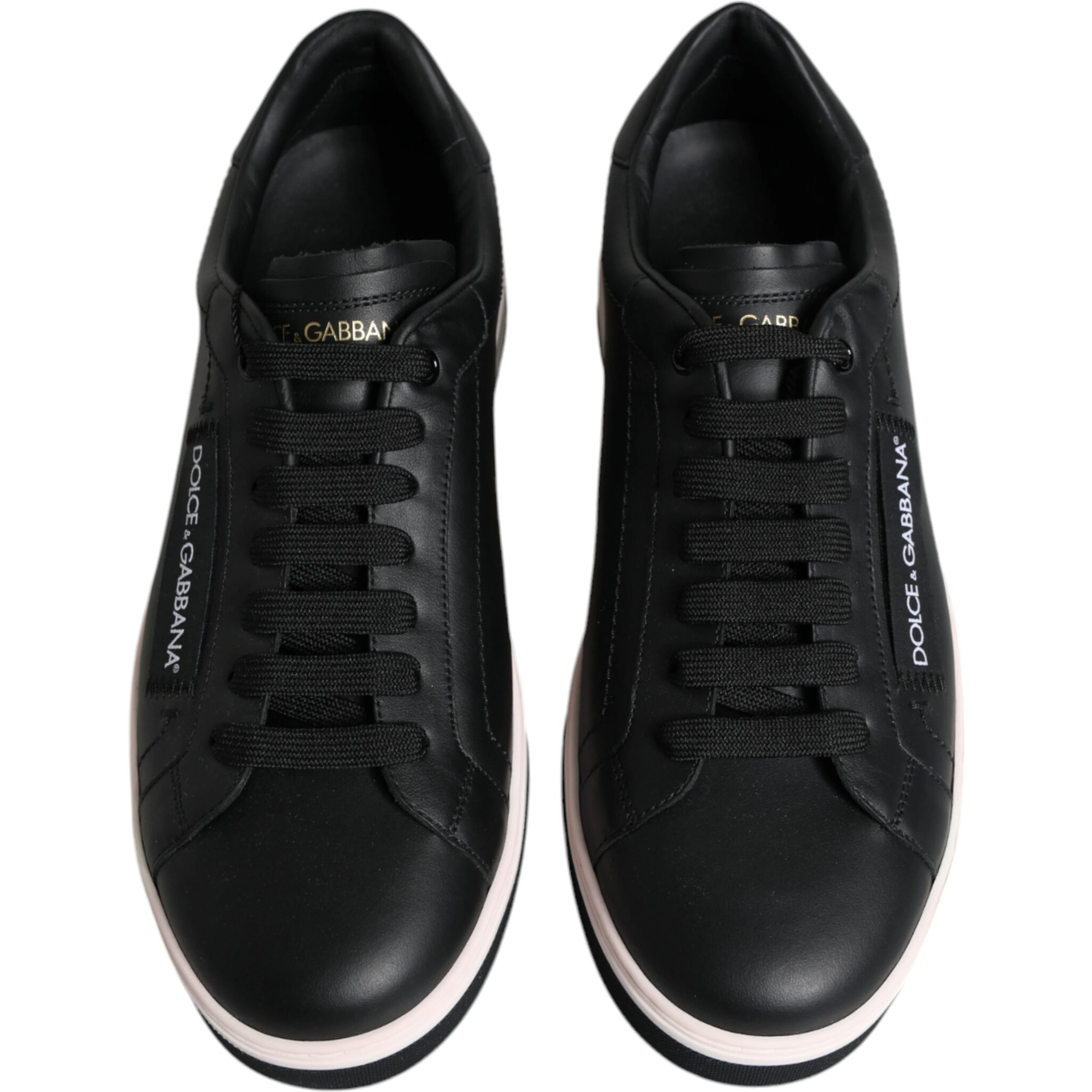 Black Leather Low Top Men Sneakers Shoes