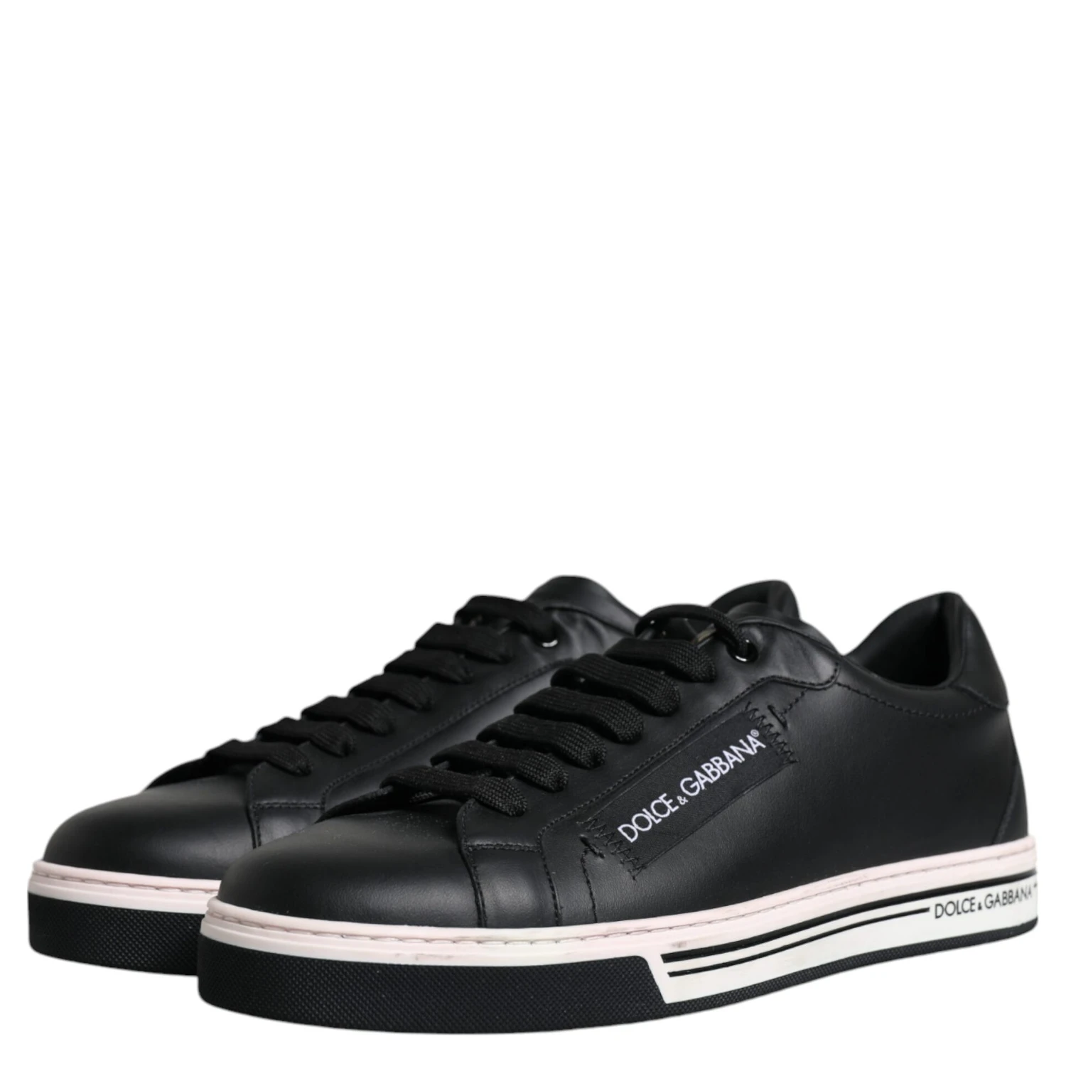Black Leather Low Top Men Sneakers Shoes