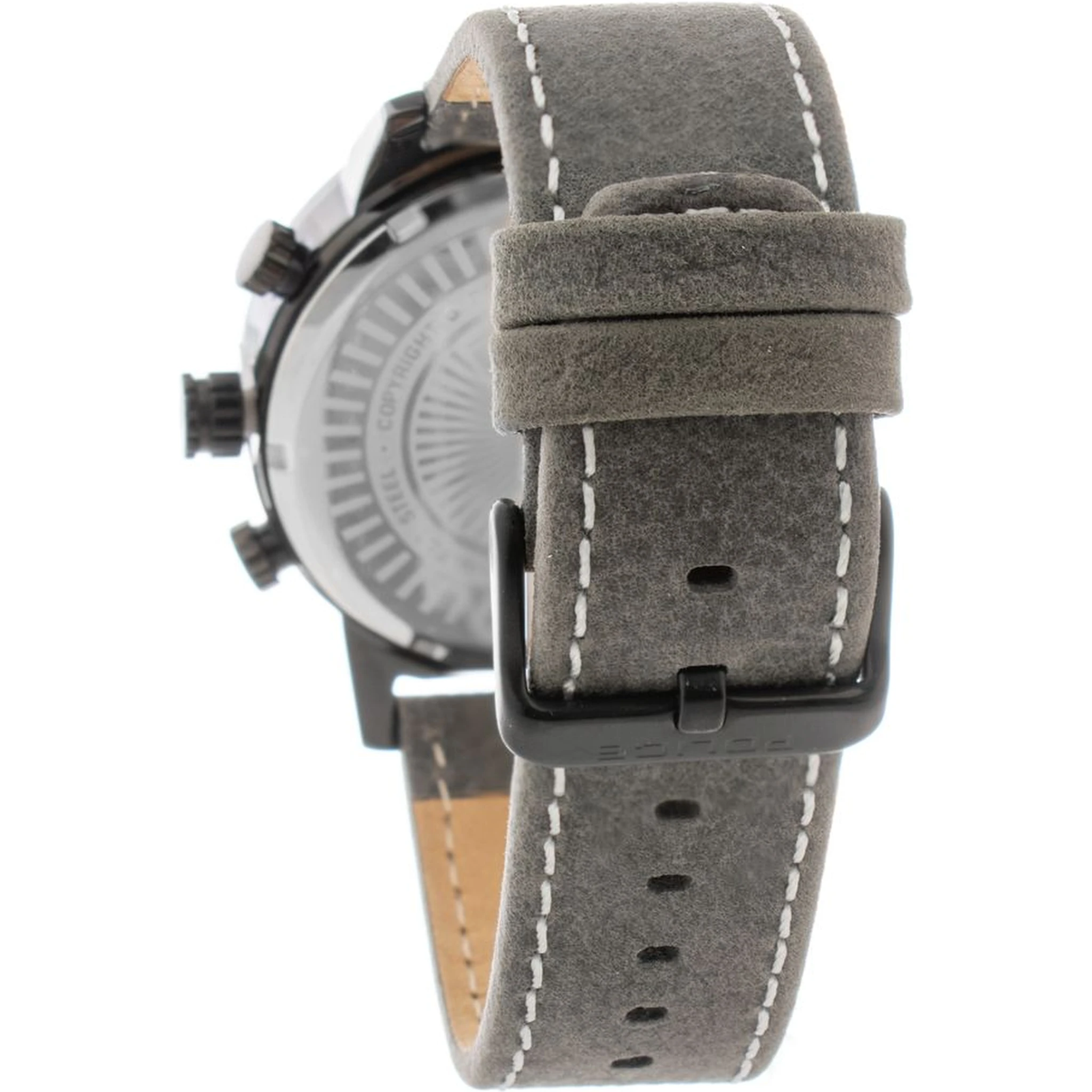 Gray Leather Dress Watch