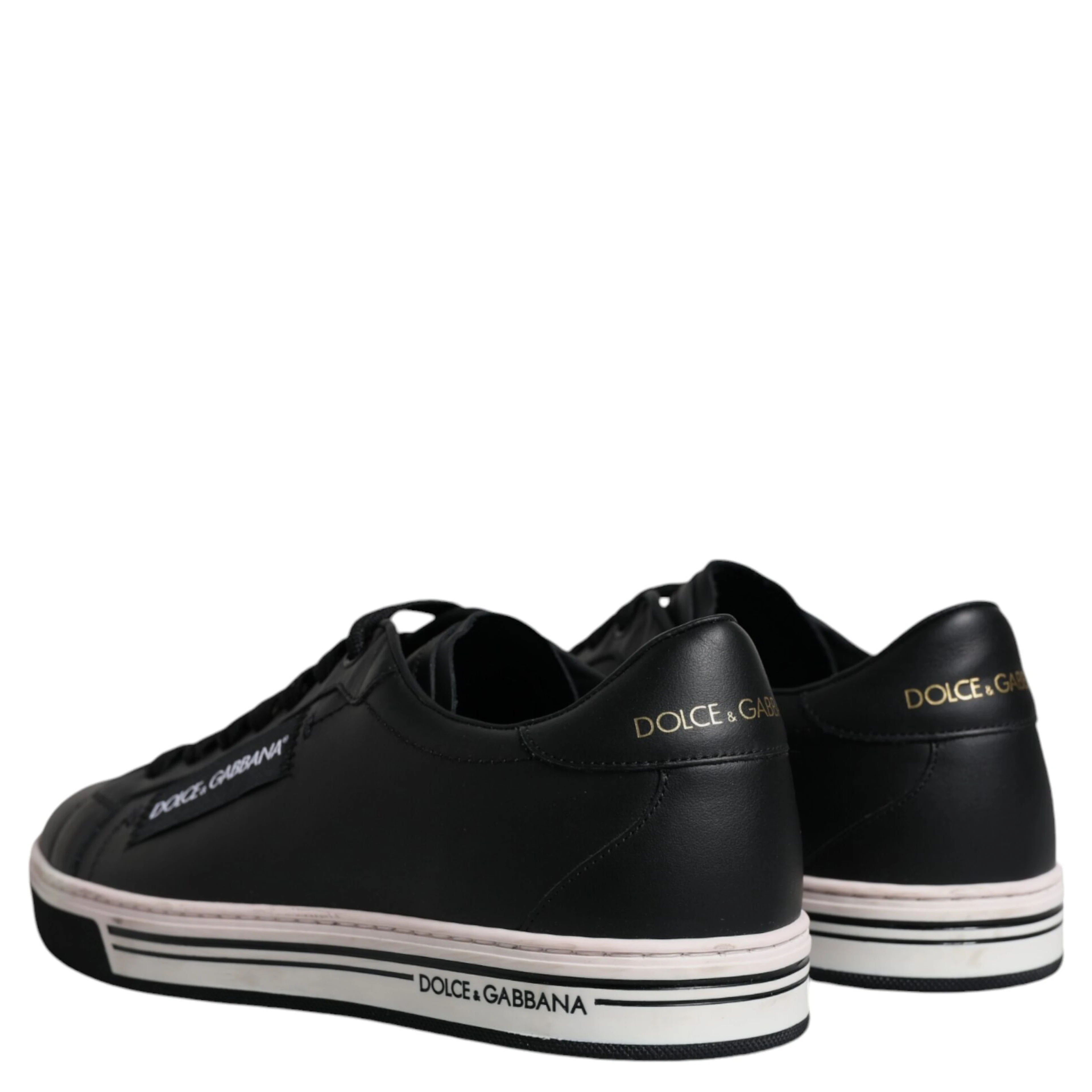 Black Leather Low Top Men Sneakers Shoes