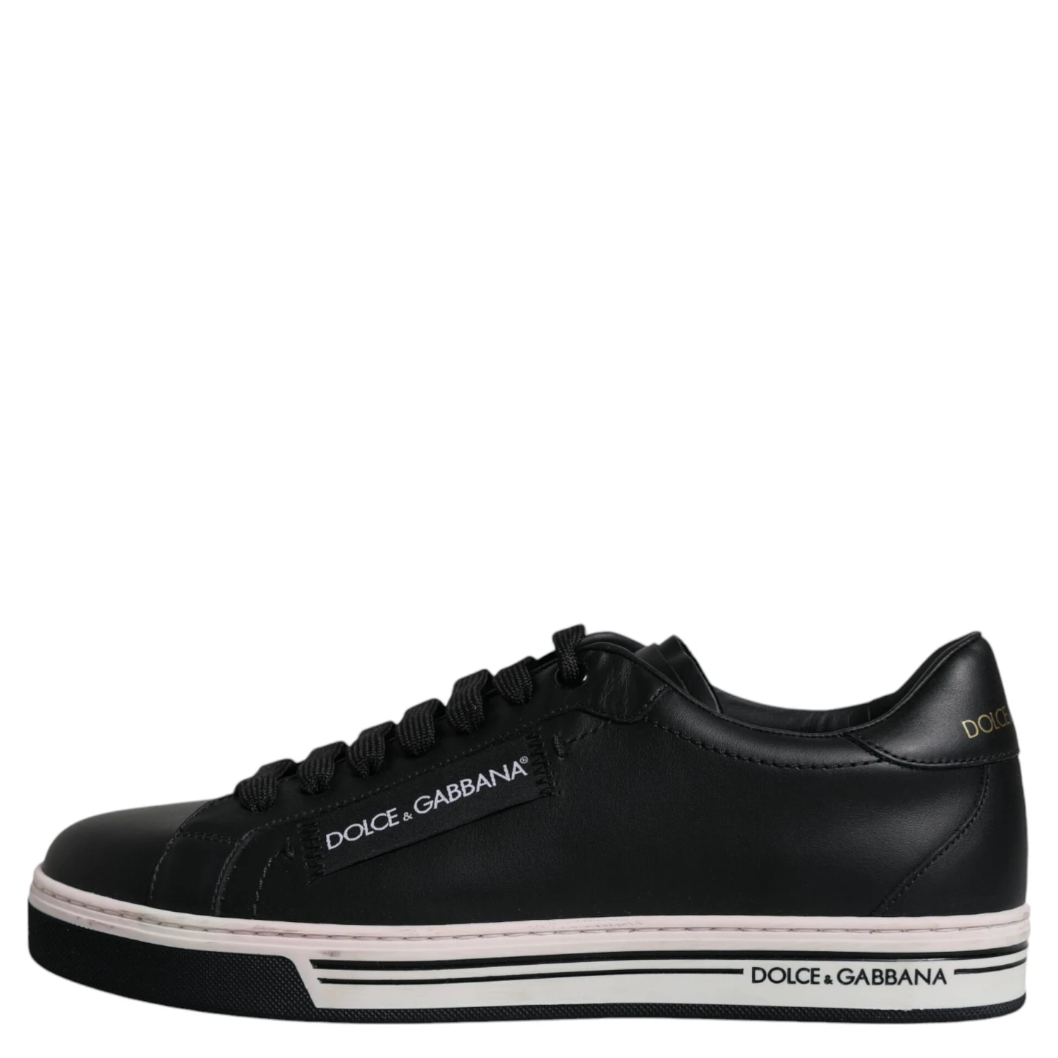 Black Leather Low Top Men Sneakers Shoes
