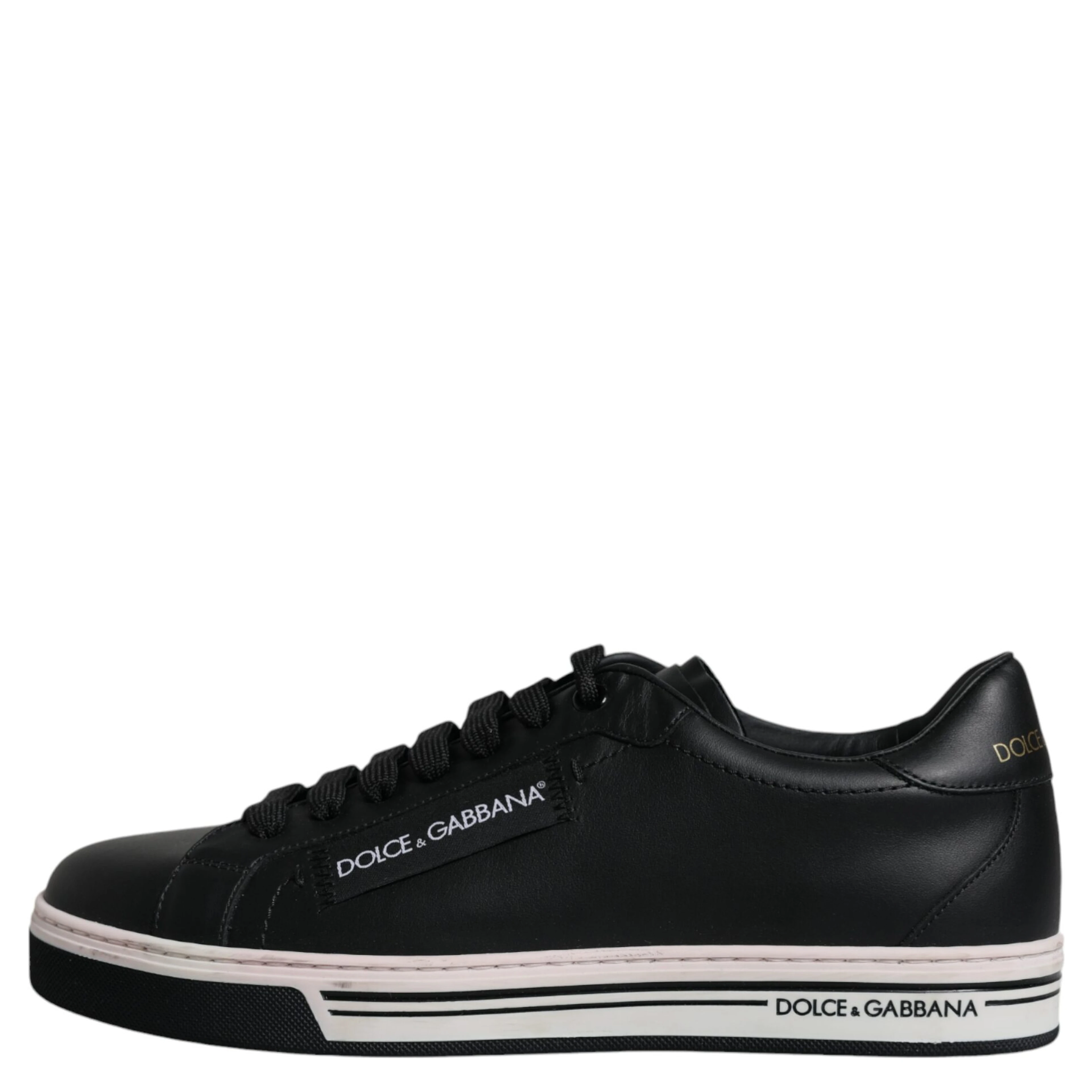Black Leather Low Top Men Sneakers Shoes