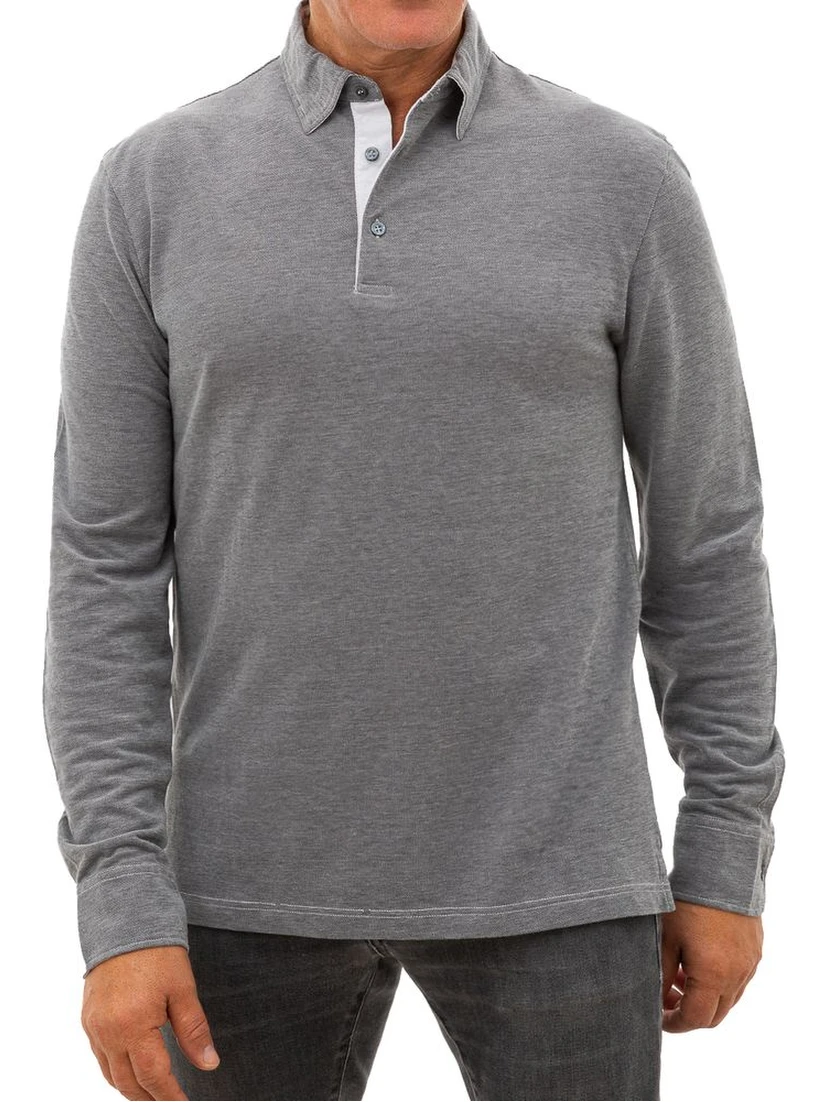 Gray Cotton Polo Shirt