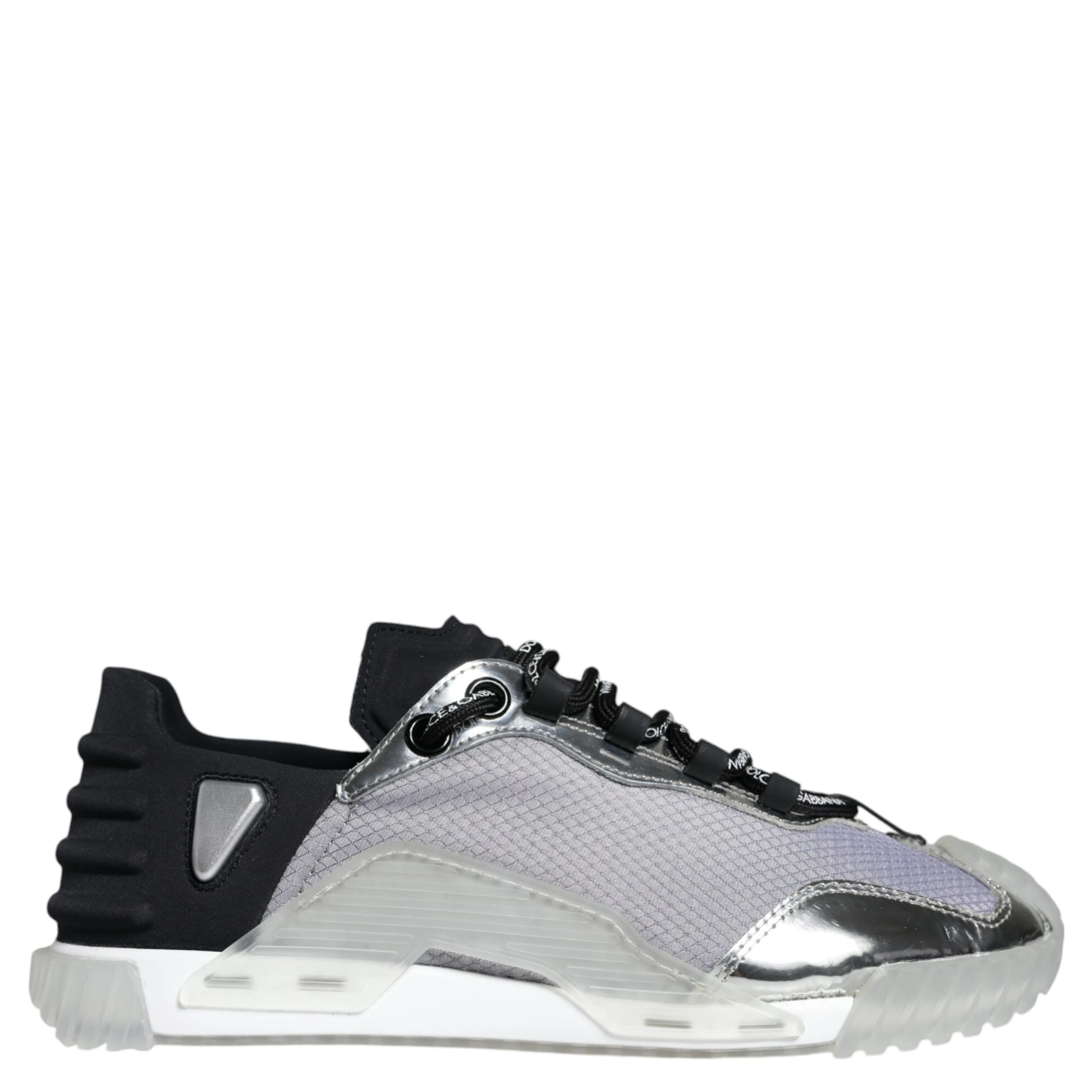 Silver Black Nylon NS1 Low Top Sneakers Shoes