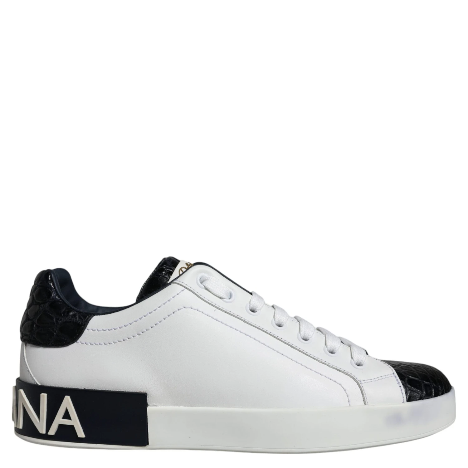 Black Leather Logo Portofino Sneaker Shoes