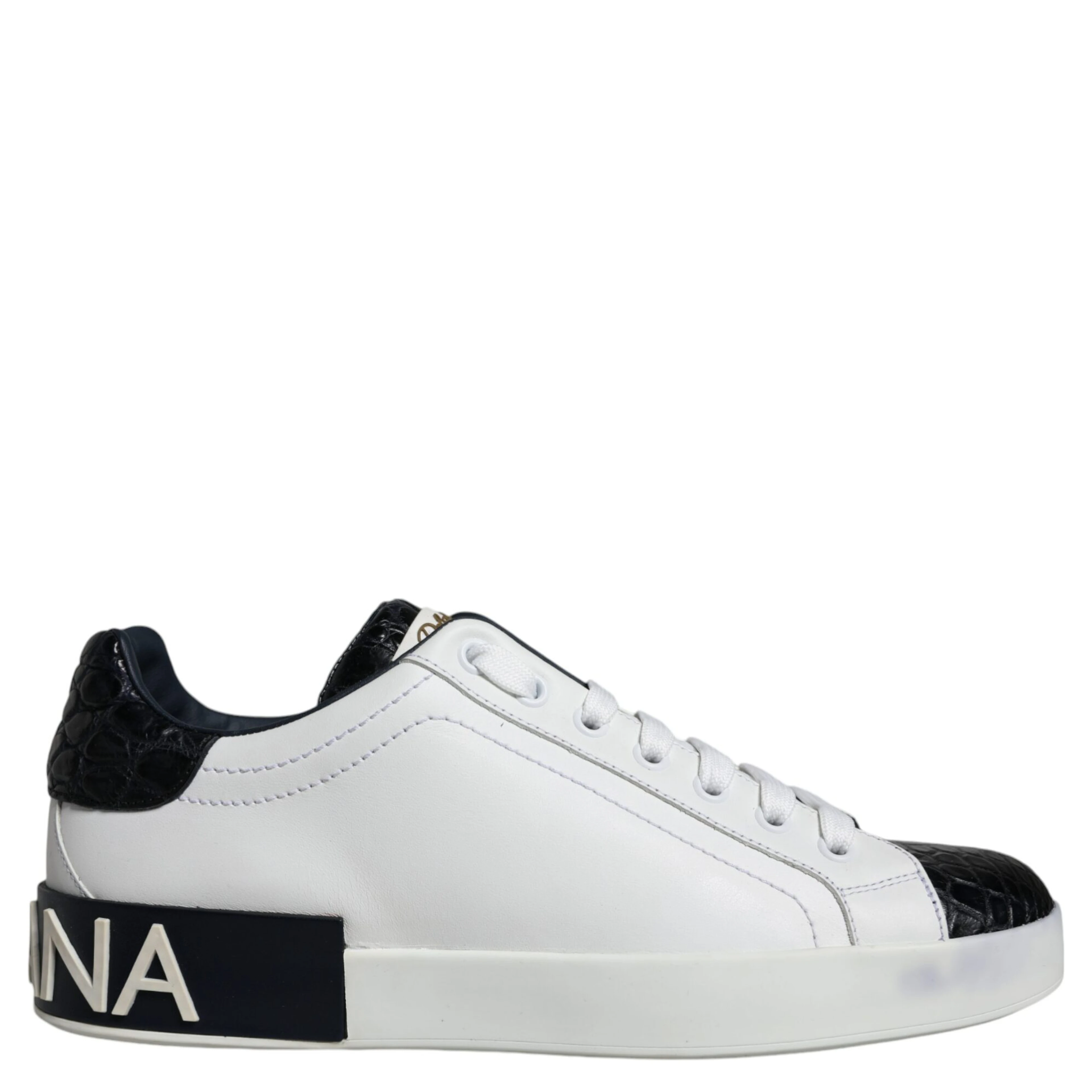 Black Leather Logo Portofino Sneaker Shoes