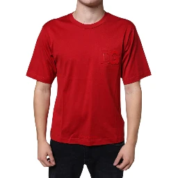 Red Cotton DG Logo Print Crew Neck T-shirt