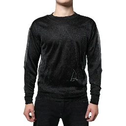 Black Polyester Pullover Sweatshirt Sweater
