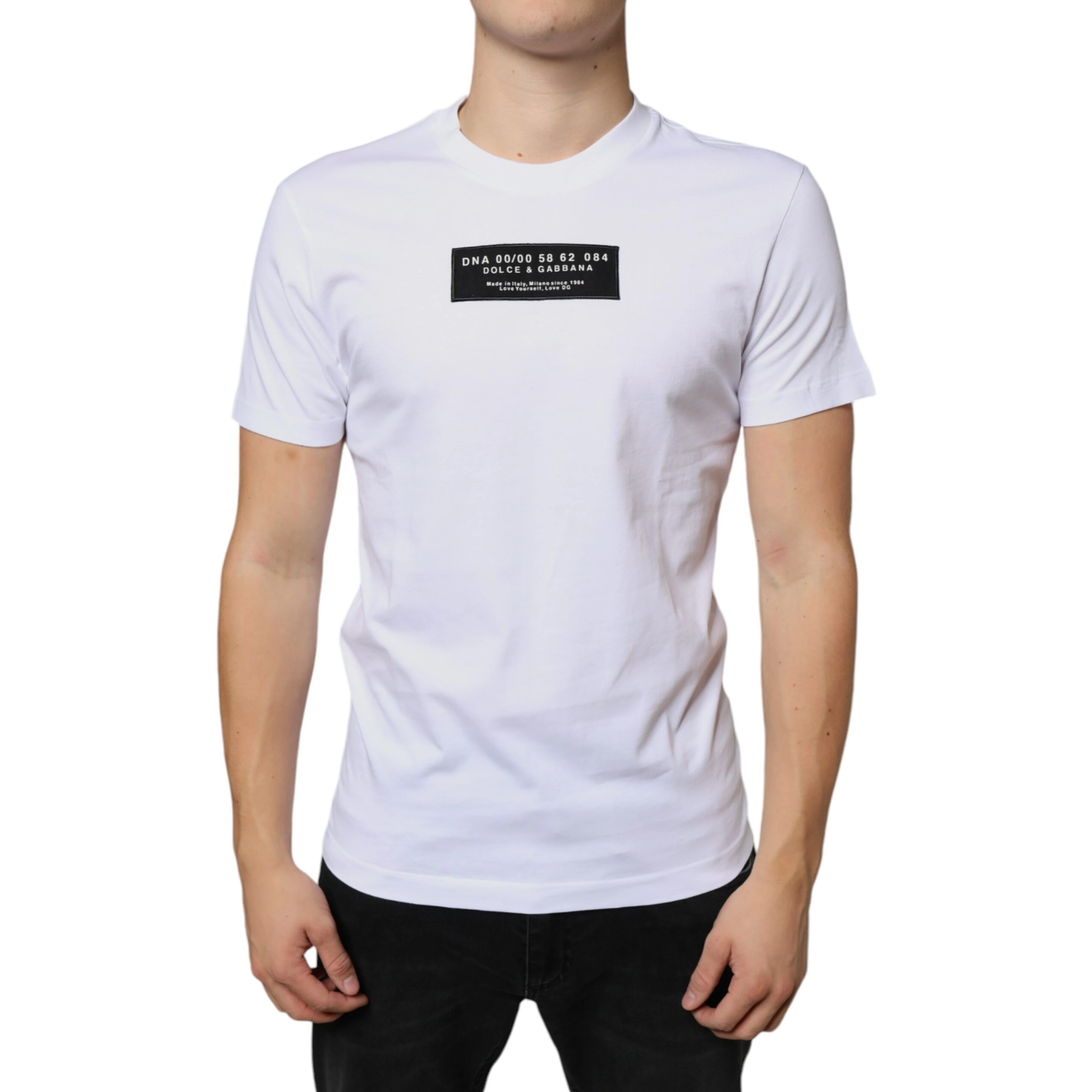 White Cotton DG Applique Casual T-shirt