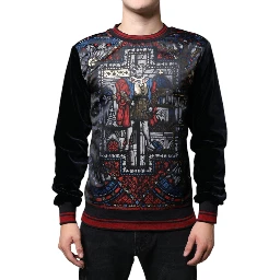 Multicolor Jacquard Crew Neck Sweatshirt Sweater