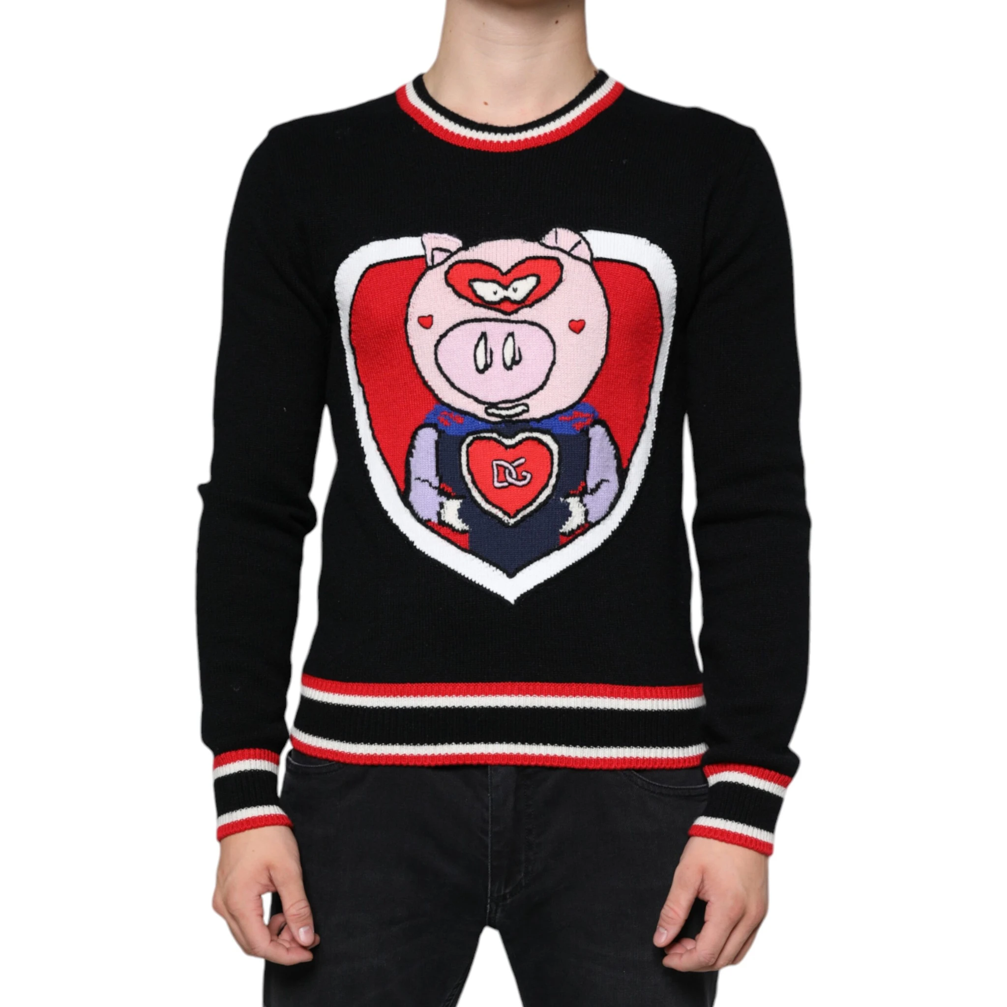 Black Cashmere Pig of the Year Pullover Sweater