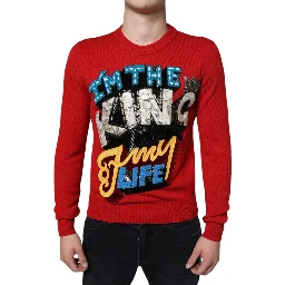 Red I'm The King Wool Crew Neck Sweatshirt Sweater