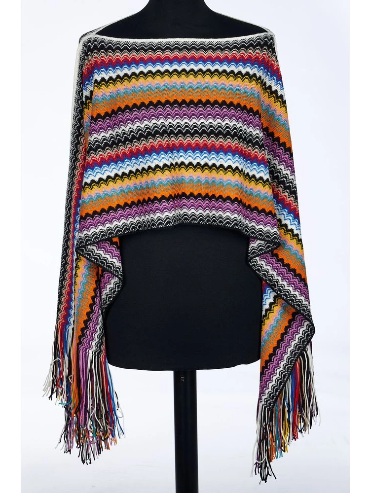 Multicolor Wool Poncho