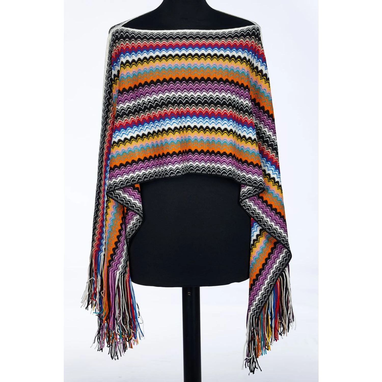 Multicolor Wool Poncho