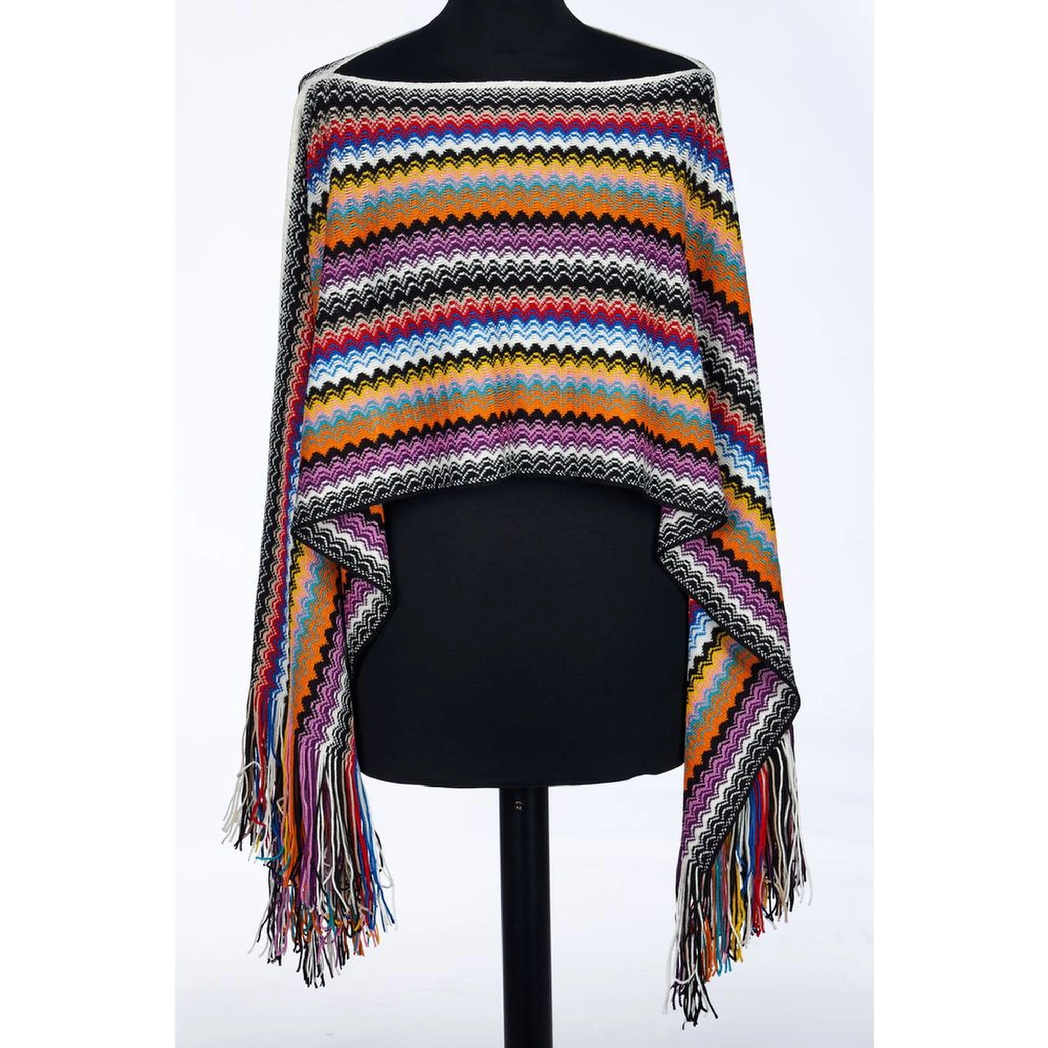 Multicolor Wool Poncho