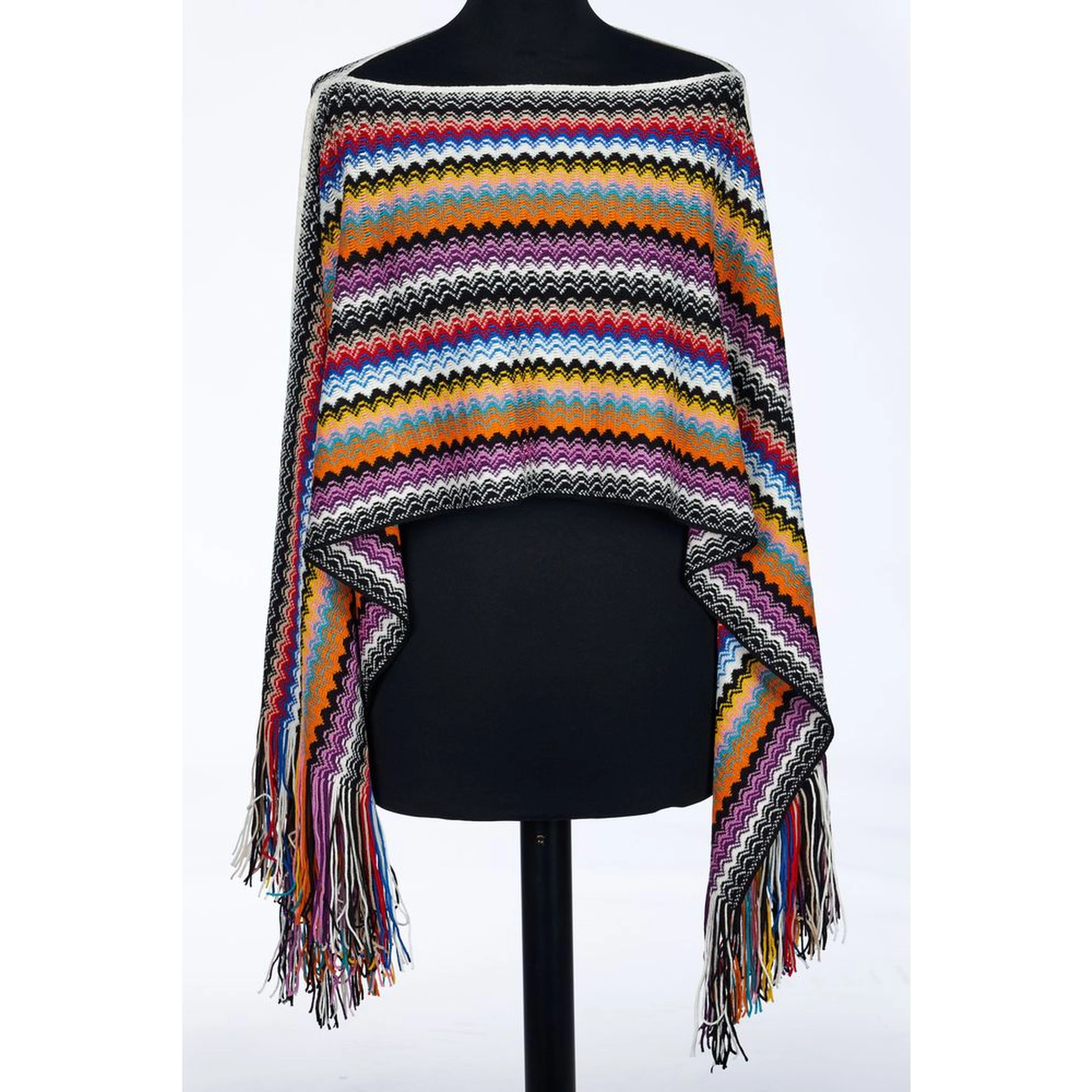 Multicolor Wool Poncho