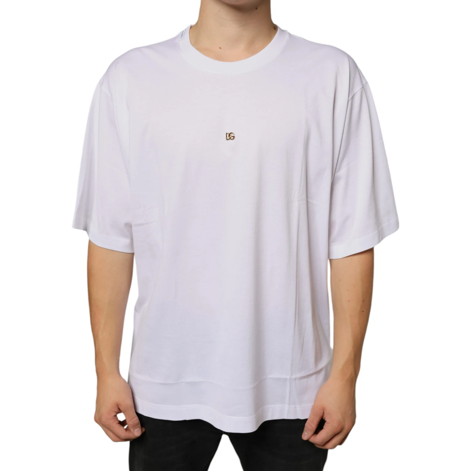 White Metal DG Logo Cotton Short Sleeves T-shirt