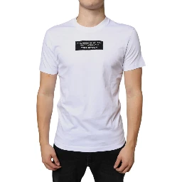 White Cotton DG Applique Casual T-shirt