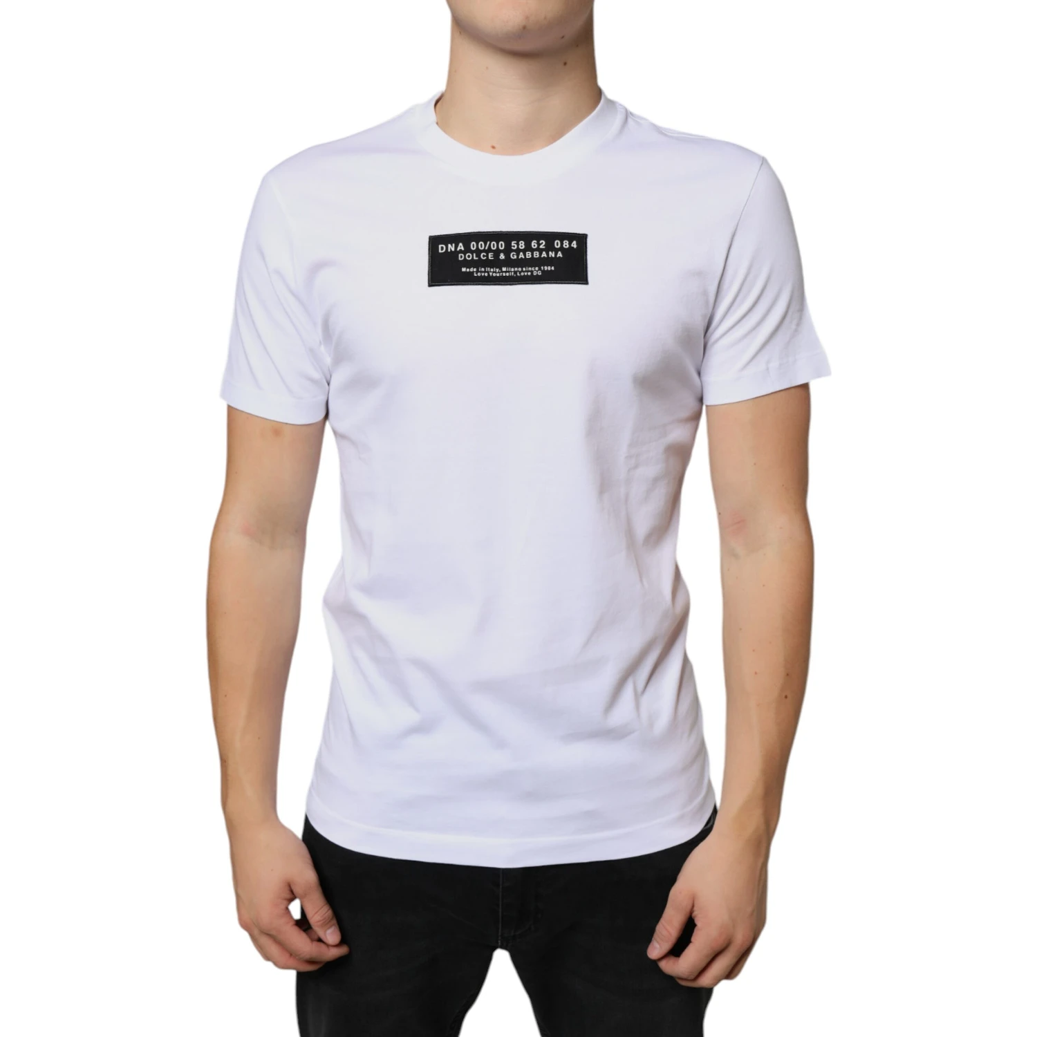 White Cotton DG Applique Casual T-shirt