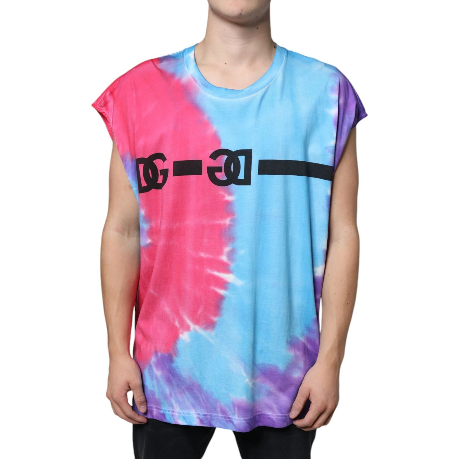 Multicolor Tie Dye Cotton Sleeveless T-shirt