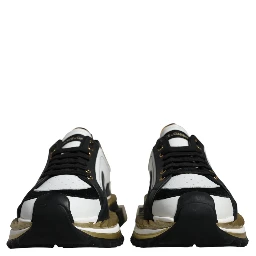 White Gold Black Leather SUPER KING Sneakers Shoes
