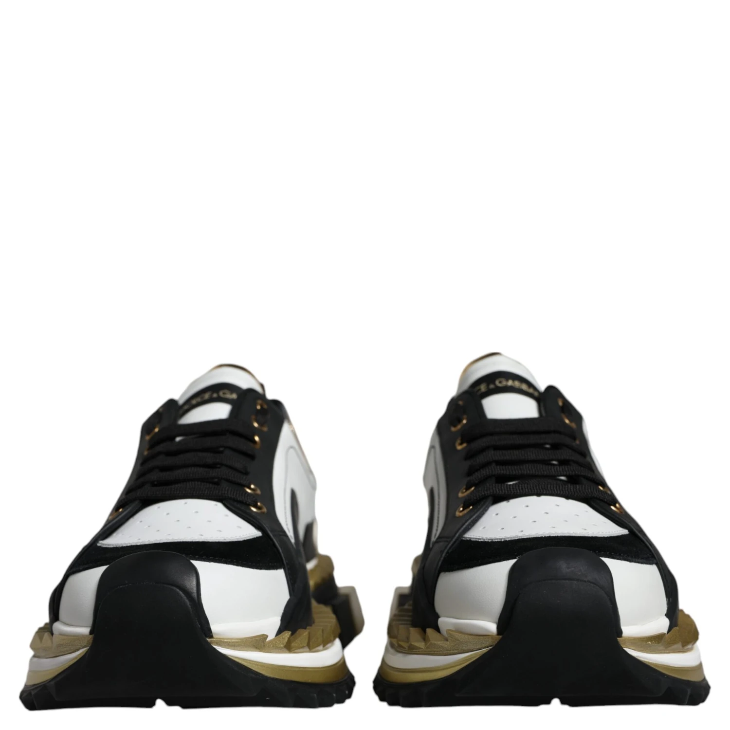 White Gold Black Leather SUPER KING Sneakers Shoes