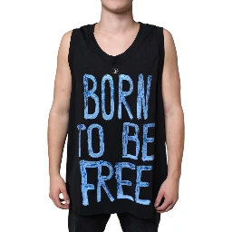 Black Cotton Born To Be Free Sleeveless T-shirt