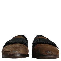 Brown Calf Hair Leather Loafers Formal Dress Shoes