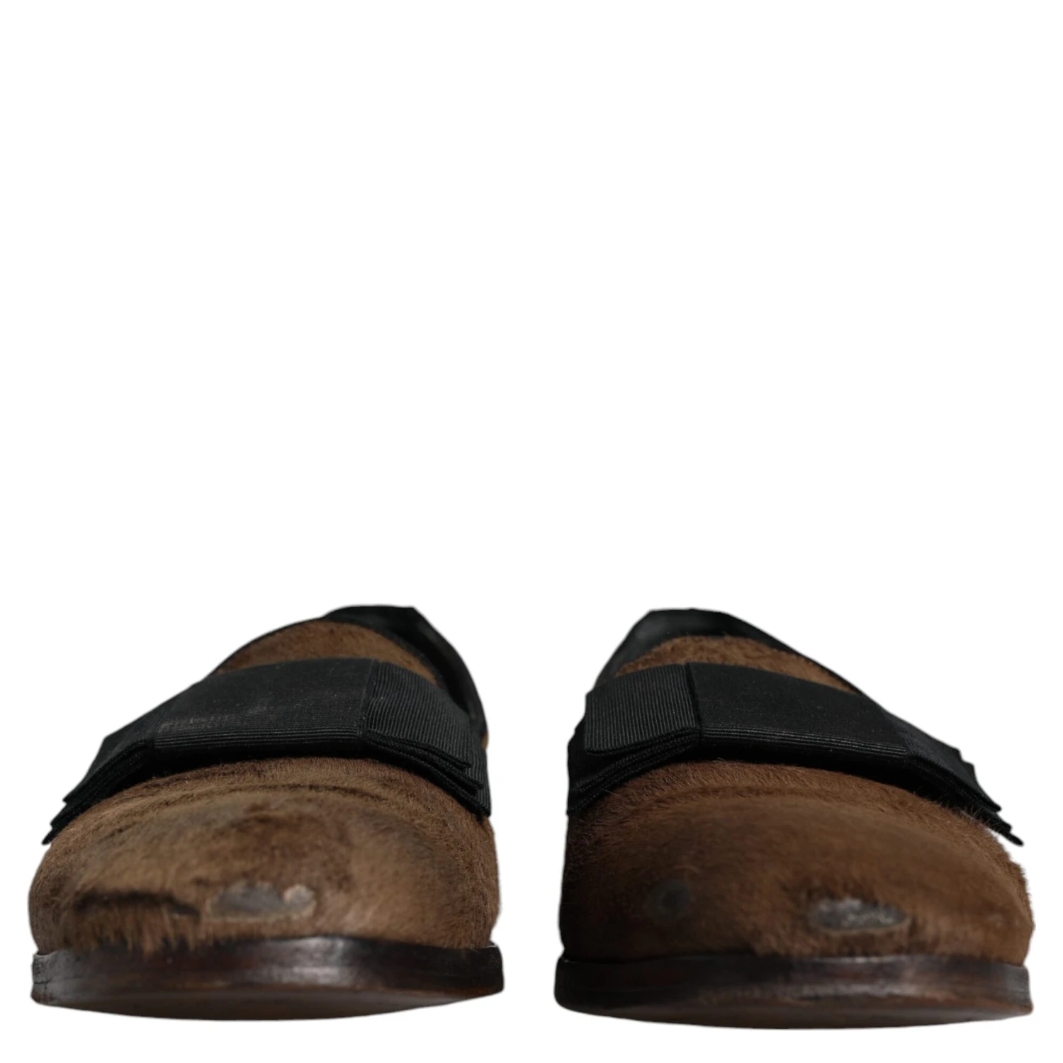 Brown Calf Hair Leather Loafers Formal Dress Shoes