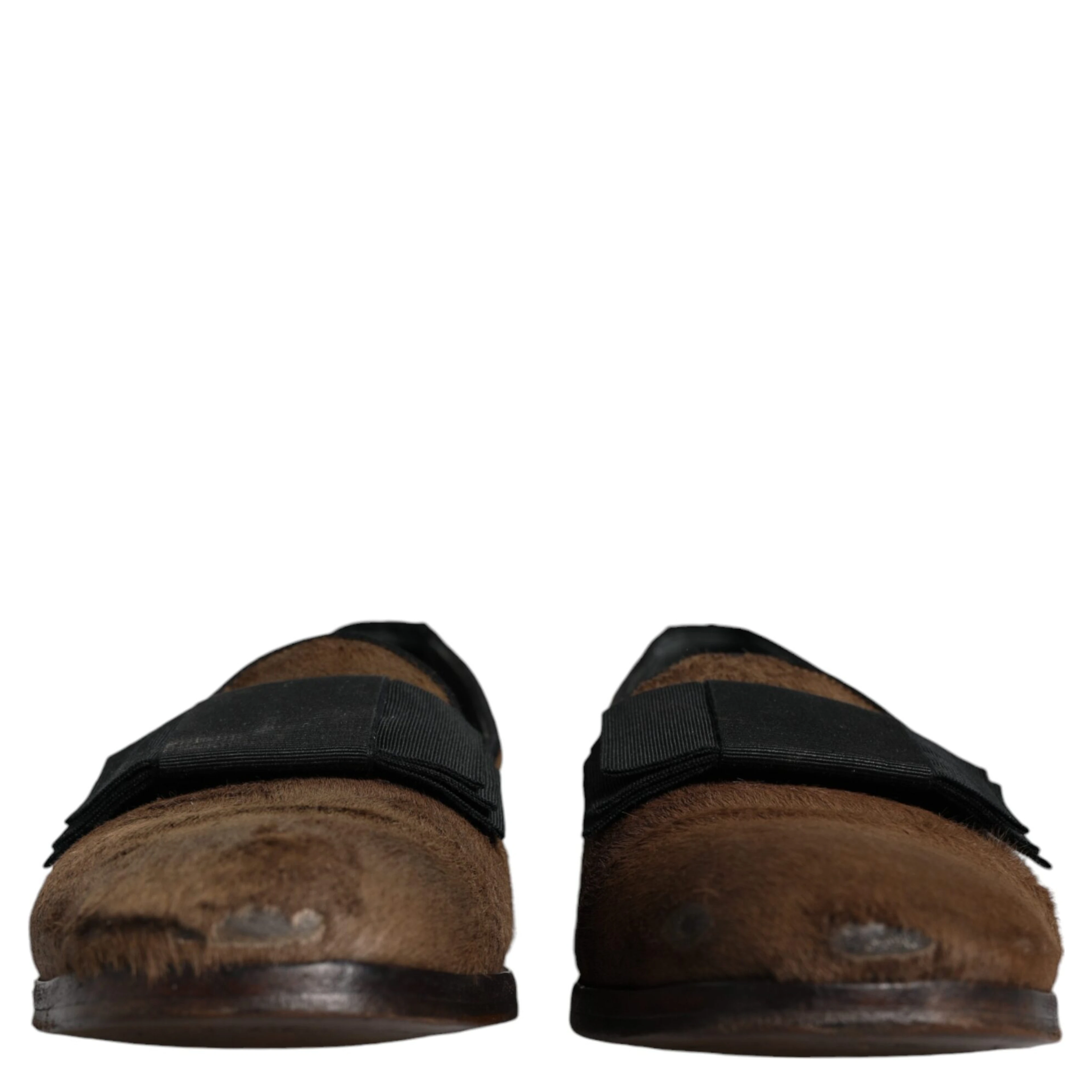 Brown Calf Hair Leather Loafers Formal Dress Shoes