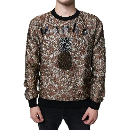 Brown Jacquard Mambo Pineapple Pullover Sweater