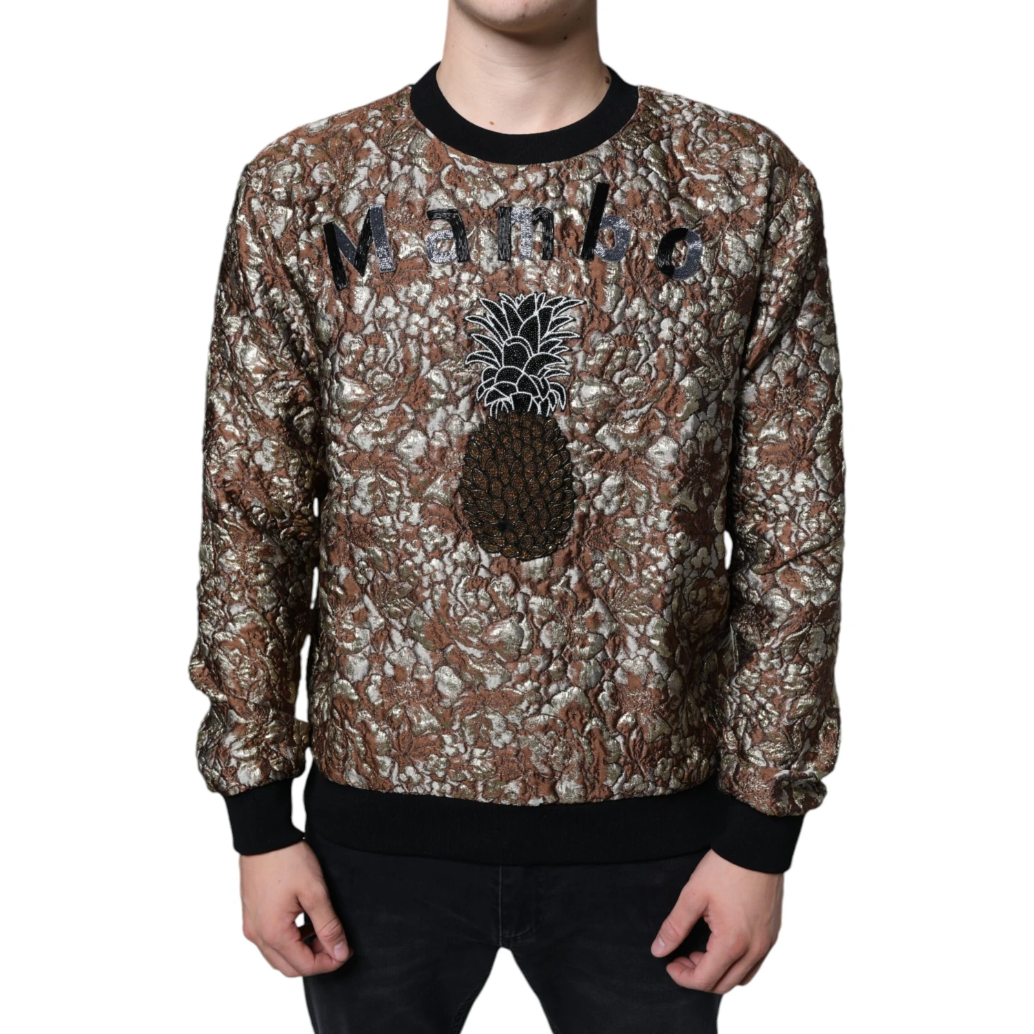 Brown Jacquard Mambo Pineapple Pullover Sweater