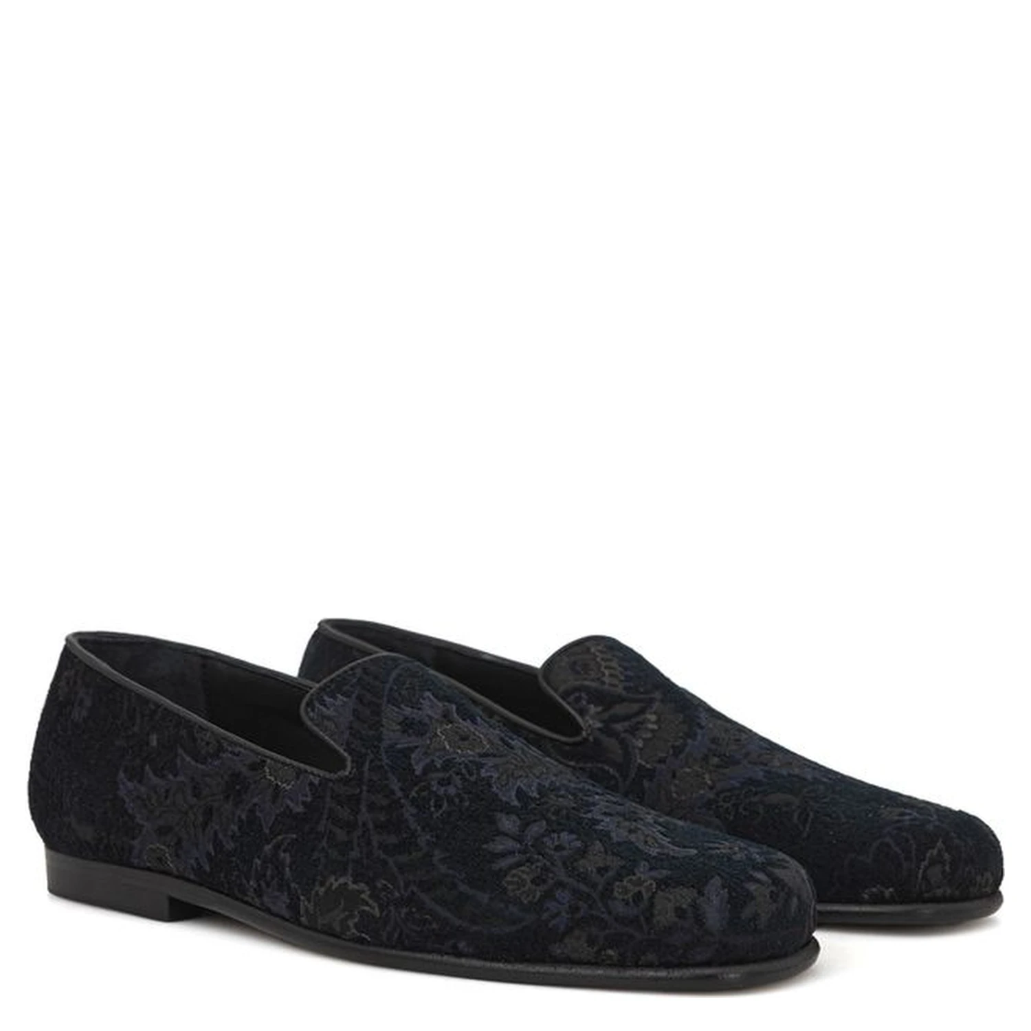 Blue Leather Slip-On Loafers