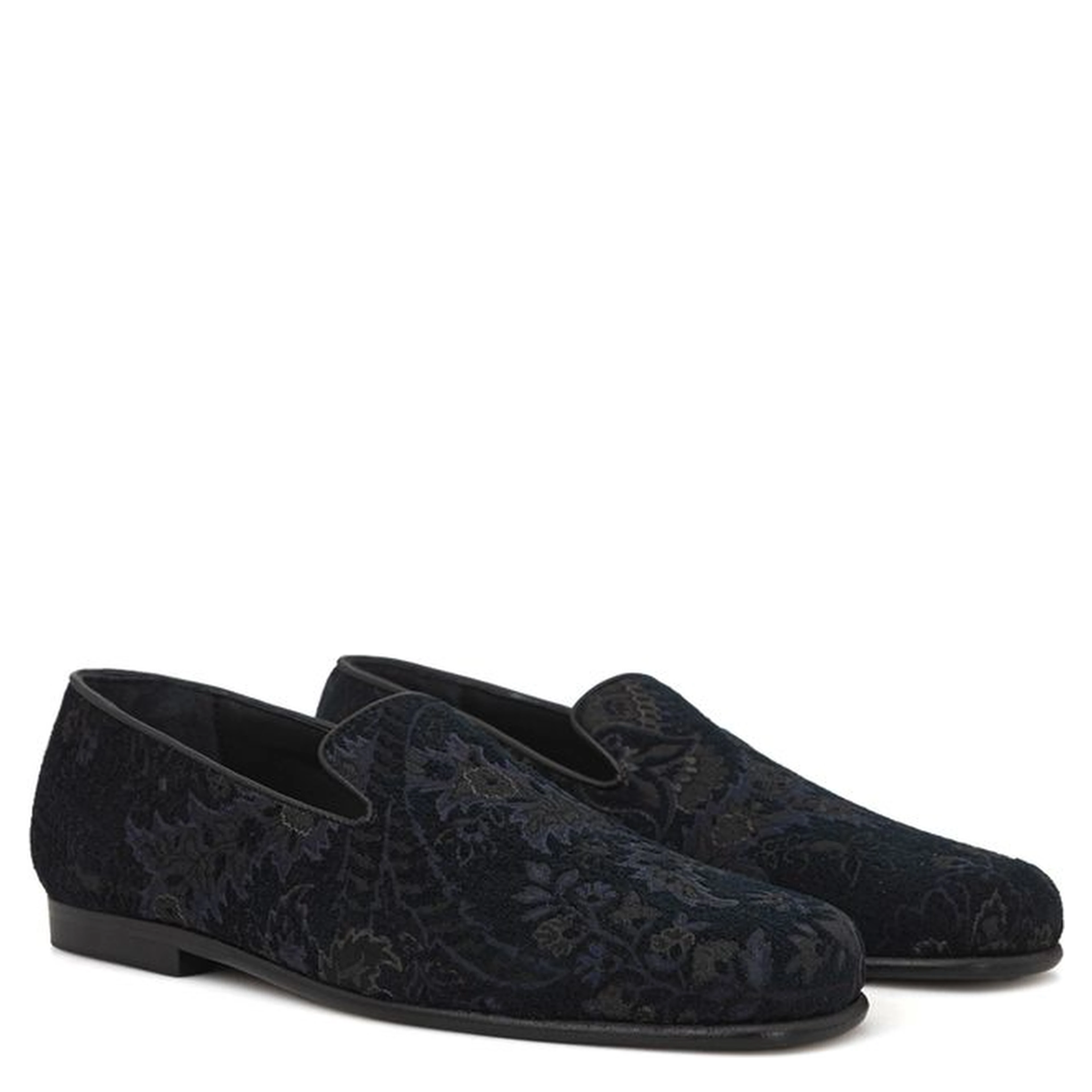 Blue Leather Slip-On Loafers