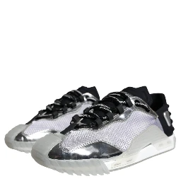 Silver Black Nylon NS1 Low Top Sneakers Shoes