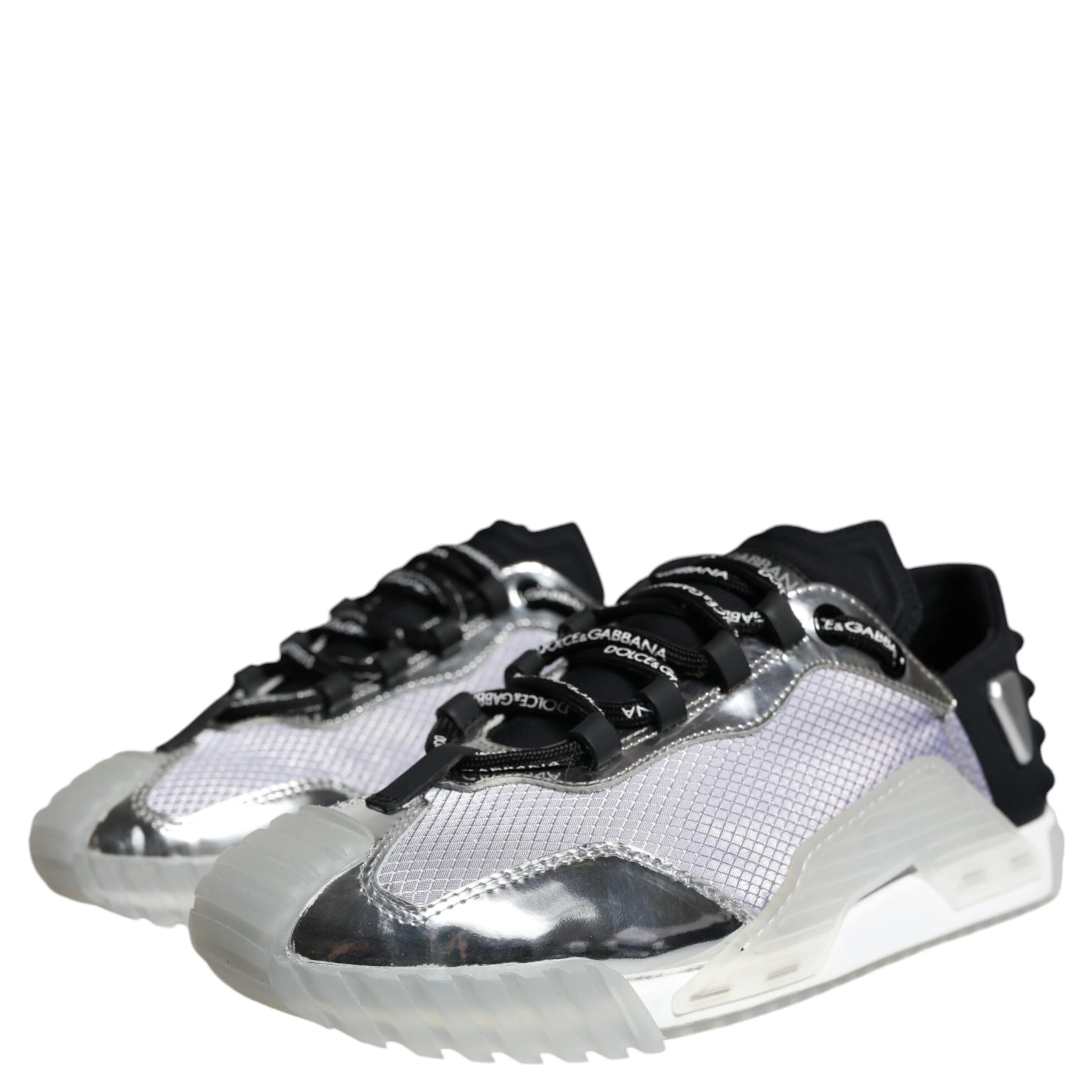 Silver Black Nylon NS1 Low Top Sneakers Shoes