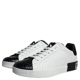 Black Leather Logo Portofino Sneaker Shoes